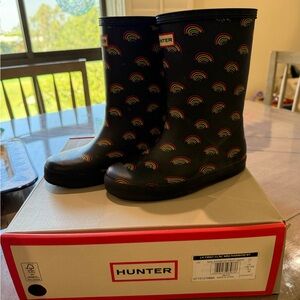 Hunter Black Boots with Rainbow Design